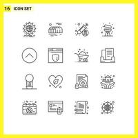 User Interface Pack of 16 Basic Outlines of media summer cancer equipment barbecue Editable Vector Design Elements