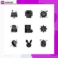 Solid Glyph Pack of 9 Universal Symbols of computers message cyber monday letter easter Editable Vector Design Elements