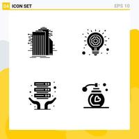 Set of 4 Modern UI Icons Symbols Signs for building internet hosting connected idea shared Editable Vector Design Elements