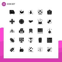 User Interface Pack of 25 Basic Solid Glyphs of technology map antivirus security protected Editable Vector Design Elements