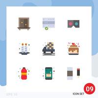 User Interface Pack of 9 Basic Flat Colors of truck farm vr agriculture candles Editable Vector Design Elements