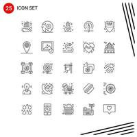 Group of 25 Modern Lines Set for food tools care education learining Editable Vector Design Elements