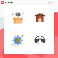 User Interface Pack of 4 Basic Flat Icons of box setting bug home wedding glasses Editable Vector Design Elements