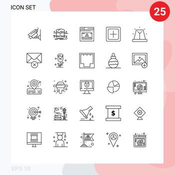 Modern Set of 25 Lines Pictograph of new create monitoring add website Editable Vector Design Elements