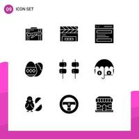 9 Universal Solid Glyphs Set for Web and Mobile Applications egg user clapper interface header Editable Vector Design Elements