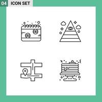 Group of 4 Filledline Flat Colors Signs and Symbols for calendar map schedule illuminati pin Editable Vector Design Elements