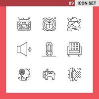 conjunto de 9 iconos modernos de la interfaz de usuario signos de símbolos para el volumen del pin comprar altavoz elementos de diseño vectorial editables de verano vector