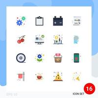 16 Universal Flat Color Signs Symbols of cherry summer van food document Editable Pack of Creative Vector Design Elements