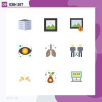 Modern Set of 9 Flat Colors Pictograph of cancer view gallery look dollar Editable Vector Design Elements