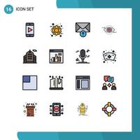 16 líneas rellenas de colores planos de vectores temáticos y símbolos editables de negocios similares reciben elementos de diseño de vectores creativos editables de visión de construcción