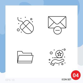Line Pack of 4 Universal Symbols of computer storage delete folder rate Editable Vector Design Elements