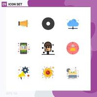 Set of 9 Vector Flat Colors on Grid for summer cream share learning learning apps Editable Vector Design Elements