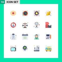 interfaz móvil conjunto de colores planos de 16 pictogramas de usuario audiencia moneda ciencia átomo paquete editable de elementos de diseño de vectores creativos