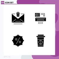 Pictogram Set of Simple Solid Glyphs of delete price trash ac coffee Editable Vector Design Elements