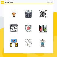Stock Vector Icon Pack of 9 Line Signs and Symbols for photo multimedia scale album aim Editable Vector Design Elements