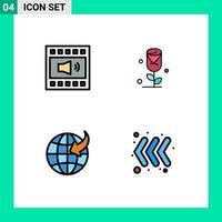 4 Filledline Flat Color concept for Websites Mobile and Apps amplifier globe speaker rose arrow Editable Vector Design Elements