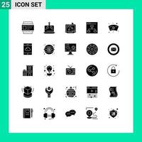 User Interface Pack of 25 Basic Solid Glyphs of cap people laptop group browser Editable Vector Design Elements