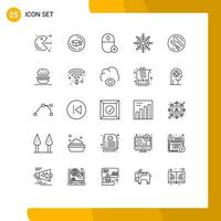 Set of 25 Vector Lines on Grid for spoon lunch computers wheel helm Editable Vector Design Elements