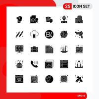 Set of 25 Commercial Solid Glyphs pack for building man university labour secure Editable Vector Design Elements