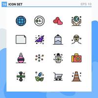 Universal Icon Symbols Group of 16 Modern Flat Color Filled Lines of landscape document loves protection human hand Editable Creative Vector Design Elements