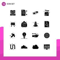 Modern Set of 16 Solid Glyphs and symbols such as product box server information connection Editable Vector Design Elements