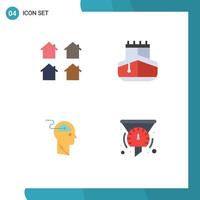 Flat Icon Pack of 4 Universal Symbols of district cloud housing transport download Editable Vector Design Elements