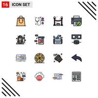 Universal Icon Symbols Group of 16 Modern Flat Color Filled Lines of medicine chemist night hardware devices Editable Creative Vector Design Elements