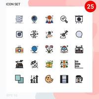 Mobile Interface Filled line Flat Color Set of 25 Pictograms of board search nation find team Editable Vector Design Elements