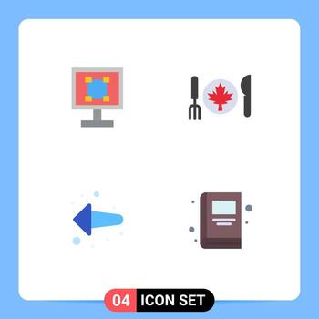 Mobile Interface Flat Icon Set of 4 Pictograms of crop arrow program autumn left Editable Vector Design Elements