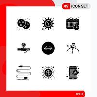 Pictogram Set of 9 Simple Solid Glyphs of horizontal swipe repair calendar construction pipe Editable Vector Design Elements