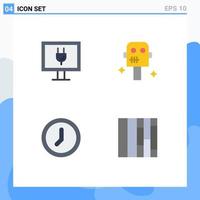 Editable Vector Line Pack of 4 Simple Flat Icons of entertainment user space clock gird Editable Vector Design Elements