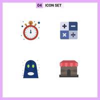 User Interface Pack of 4 Basic Flat Icons of pocket watch halloween watch math ecommerce Editable Vector Design Elements