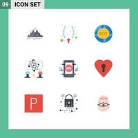 User Interface Pack of 9 Basic Flat Colors of man physics jewelry user world Editable Vector Design Elements