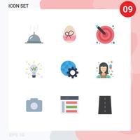 Universal Icon Symbols Group of 9 Modern Flat Colors of control solution artistic idea bulb Editable Vector Design Elements