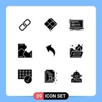 Pack of 9 Modern Solid Glyphs Signs and Symbols for Web Print Media such as puzzle pieces puzzle islam education monoblock Editable Vector Design Elements