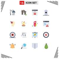 Set of 16 Modern UI Icons Symbols Signs for focus wrapper browser sweet candy Editable Pack of Creative Vector Design Elements