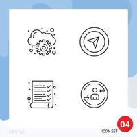 4 Creative Icons Modern Signs and Symbols of cloud peturning cursor audit digital Editable Vector Design Elements