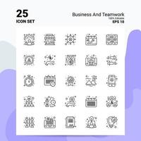 25 Business And Teamwork Icon Set 100 Editable EPS 10 Files Business Logo Concept Ideas Line icon design vector