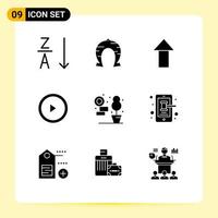 9 Universal Solid Glyphs Set for Web and Mobile Applications mobile living arrow home play Editable Vector Design Elements