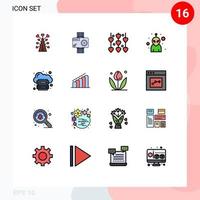 Mobile Interface Flat Color Filled Line Set of 16 Pictograms of cloud avatar video alien valentines day Editable Creative Vector Design Elements