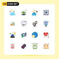 Set of 16 Modern UI Icons Symbols Signs for space home controls vault safe Editable Pack of Creative Vector Design Elements