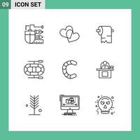 9 User Interface Outline Pack of modern Signs and Symbols of desk crypto cleaning coin dinghy Editable Vector Design Elements