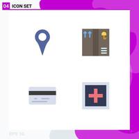 Pictogram Set of 4 Simple Flat Icons of geo location help pin back information Editable Vector Design Elements