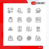 16 Universal Outlines Set for Web and Mobile Applications messages online university secure tools Editable Vector Design Elements