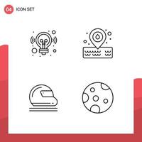 Stock Vector Icon Pack of 4 Line Signs and Symbols for idea safety solution park sport Editable Vector Design Elements
