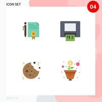 4 Universal Flat Icons Set for Web and Mobile Applications legal cookie documents card sweet Editable Vector Design Elements