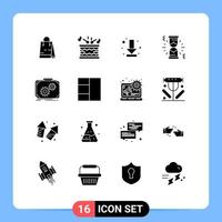 User Interface Pack of 16 Basic Solid Glyphs of production briefcase download waiting hourglass Editable Vector Design Elements