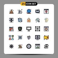 paquete de iconos vectoriales de stock de 25 signos y símbolos de línea para la comunicación tiempo tierra reloj de año nuevo elementos de diseño vectorial editables vector