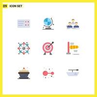 conjunto de 9 iconos de interfaz de usuario modernos símbolos signos para personas de negocios de dinero paquete objetivo elementos de diseño vectorial editables vector