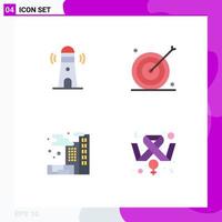 Universal Icon Symbols Group of 4 Modern Flat Icons of beach city tower goal pollution Editable Vector Design Elements